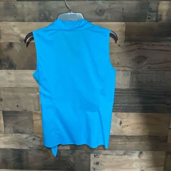 Elementz Top Wrap V Neck Surplice Front Teal Blue Green Button Tie Wrap Medium - Picture 6 of 13